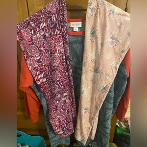 Disney Lularoe Randy and 2 pairs OS leggings.